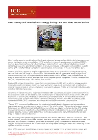 Best Airway and Ventilation Strategy During CPR and After Resuscitation