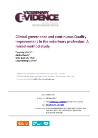 Clinical Governance and Continuous Quality Improvement in the Veterinary Profession: a Mixed-Method Study