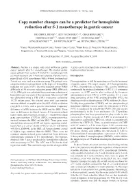 Copy Number Changes Can Be a Predictor for Hemoglobin Reduction After S-1 Monotherapy in Gastric Cancer