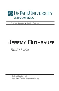 Jeremy Ruthrauff Faculty Recital