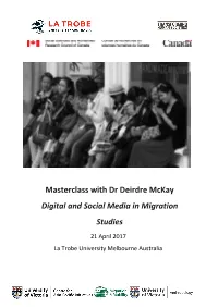 Masterclass with Dr Deirdre Mckay Digital and Social Media in Migration Studies