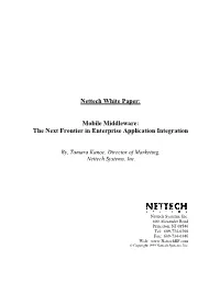 Mobile Middleware: the Next Frontier in Enterprise Application Integration