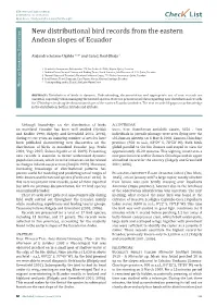 New Distributional Bird Records from the Eastern Andean Slopes of Ecuador Istributio D