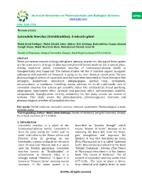 Review Article Lavandula Stoechas (Ustukhuddus): a Miracle Plant