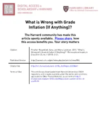 What Is Wrong with Grade Inflation (If Anything)?