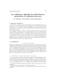 An Evolutionary Algorithm for Multi-Objective Optimization of Combustion Processes