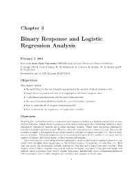 Binary Response and Logistic Regression Analysis