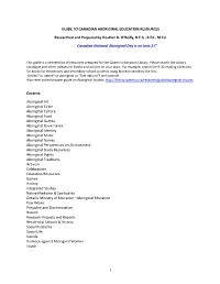 Guide to Canadian Aboriginal Education Resources
