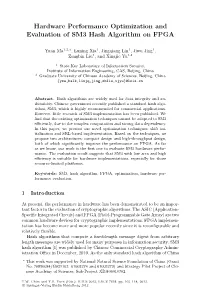 Hardware Performance Optimization and Evaluation of SM3 Hash Algorithm on FPGA