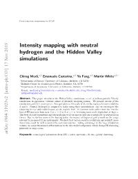 Intensity Mapping with Neutral Hydrogen and the Hidden Valley Simulations