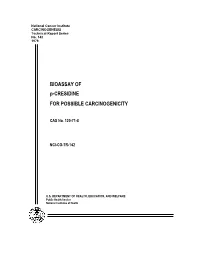 P-CRESIDINE for POSSIBLE CARCINOGENICITY