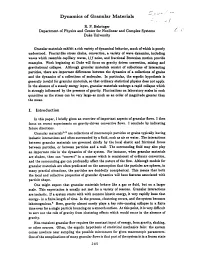 Dynamics of Granular Materials . / R. P. Behringer Department Of