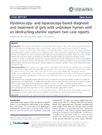 Hysteroscopy- and Laparoscopy-Based Diagnosis And