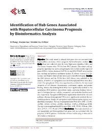 Identification of Hub Genes Associated with Hepatocellular Carcinoma Prognosis by Bioinformatics Analysis