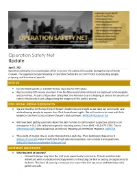 Operation Safety Net Update