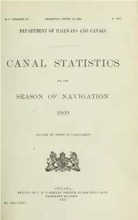(1909). Canal Statistics for the Season of Navigation, 1909