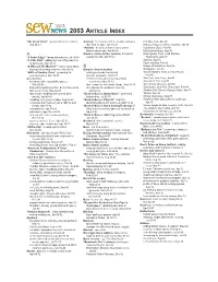 2003 Article Index