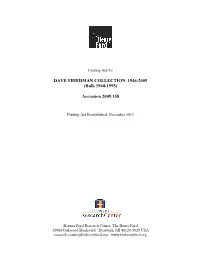 Finding Aid for the Dave Friedman Collection, 1946-2009