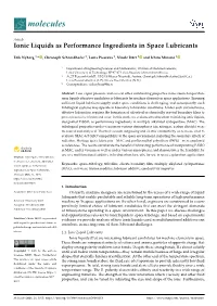 Ionic Liquids As Performance Ingredients in Space Lubricants