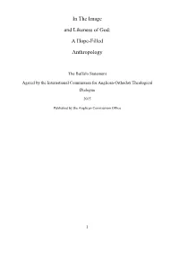 In the Image and Likeness of God: a Hope-Filled Anthropology, the Document Here Submitted, Sets out the Primary Doctrines Held in Common by Our Two Communions