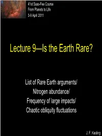 Lecture 9—Is the Earth Rare?