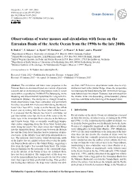 Observations of Water Masses and Circulation with Focus on The