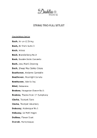 String Trio Full Setlist