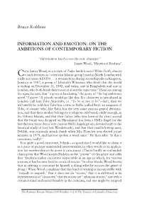 Bruce Robbins INFORMATION and EMOTION: on the AMBITIONS OF