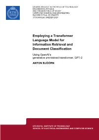 Employing a Transformer Language Model for Information Retrieval and Document Classification