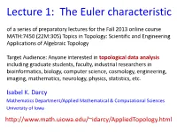 Lecture 1: the Euler Characteristic