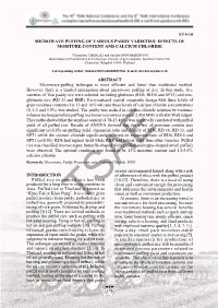 Microwave Puffing of Various Paddy Varieties: Effects of Moisture Content and Calcium Chloride
