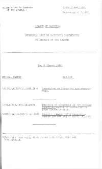 Of the League.) C.339.M.206.1932. Geneva,April 5,1932. LEAGUE of MATIONS. NUMERICAL LIST of DOCUMENTS DISTRIBUTED to MEMBERS OF