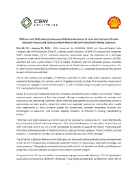 1 Whitmore and Shell Lubricants Announce Definitive Agreement To