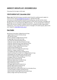 Amnesty Groups List: December 2014