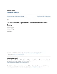 Experimental Evidence on Partisan Bias in Grading