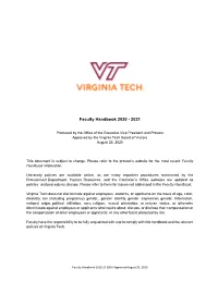 Faculty Handbook 2020 - 2021