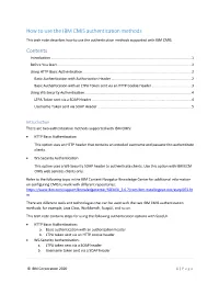How to Use the IBM CMIS Authentication Methods Contents