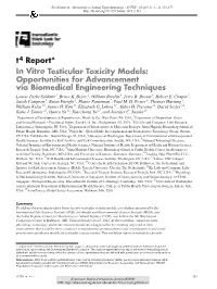 In Vitro Testicular Toxicity Models : Opportunities for Advancement Via Biomedical Engineering Techniques