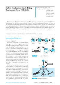 Safety Evaluation Study Using Embryonic Stem (ES) Cells