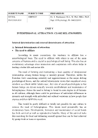 Unit V Interpersonal Attraction