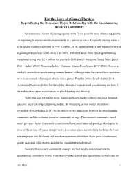 Game) Physics: Deprivileging the Developer­Player Relationship with the Speedrunning Research Community