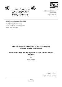 Implications of Expected Climatic Changes on the Island of Rhodes