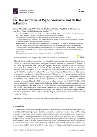 The Transcriptome of Pig Spermatozoa, and Its Role in Fertility