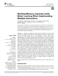 Working Memory Capacity Limits Motor Learning When Implementing Multiple Instructions