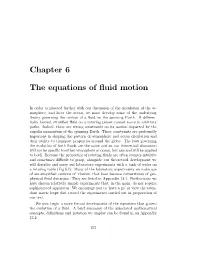 Chapter 6 the Equations of Fluid Motion