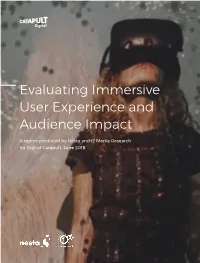 Evaluating Immersive User Experience and Audience Impact Report