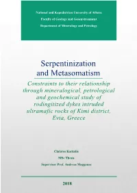 Serpentinization and Metasomatism