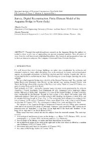 Survey, Digital Reconstruction, Finite Element Model of the Augustus Bridge in Narni (Italy)