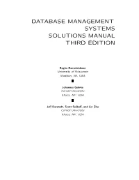 Database Management Systems Solutions Manual Third Edition