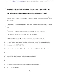 Ethane-Dependent Synthesis of Polyhydroxyalkanoates By